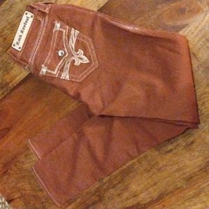 Rock Revival Rust-Colored Ankle Skinny Jeans Size 27 NWT